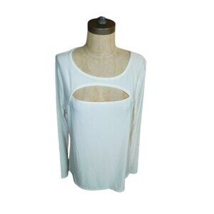 White House Black Market WHBM Size L Large Cut Out Slinky STretchy Top NWT $54